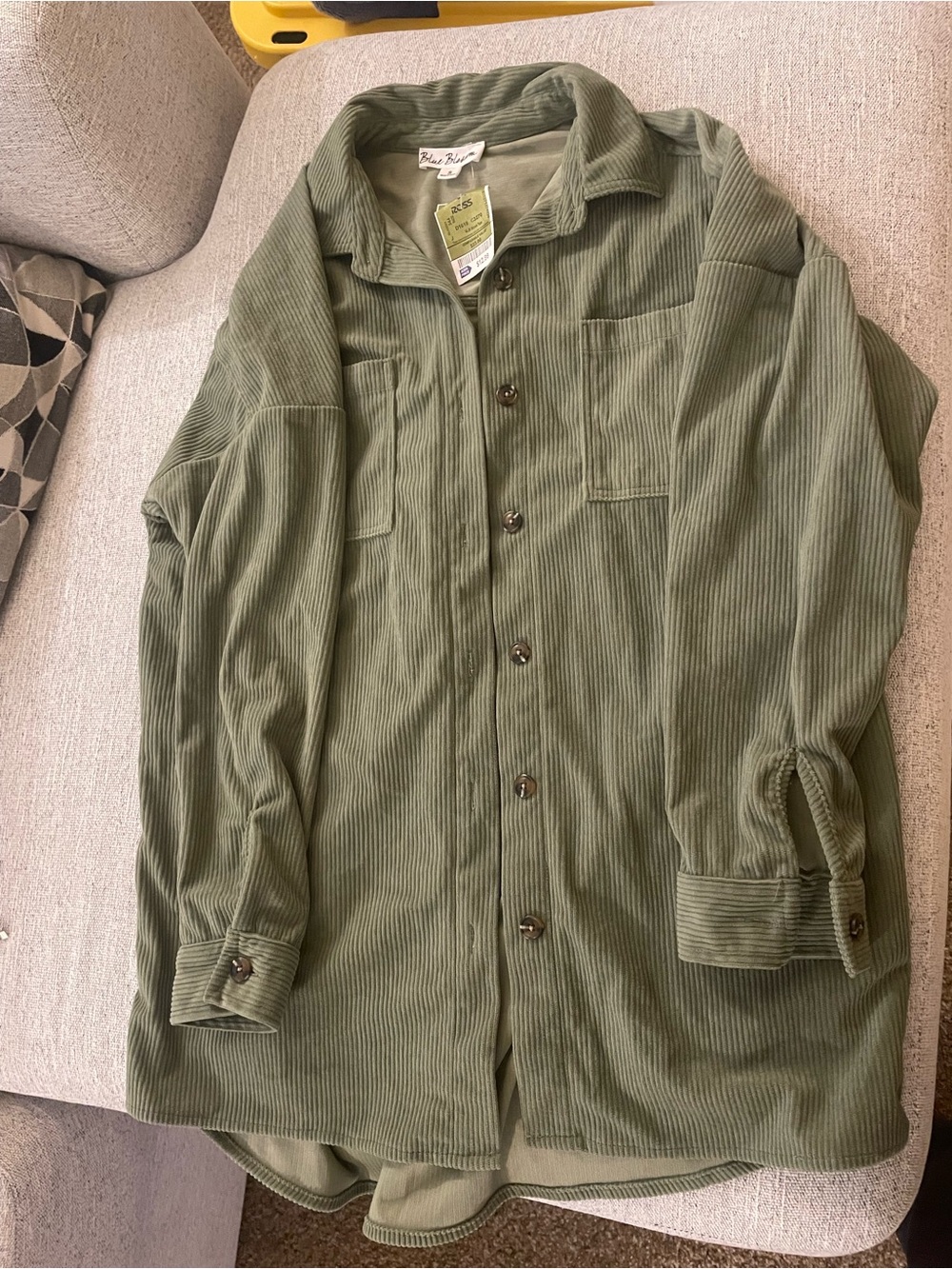 Olive Green Corduroy Button-Up Jacket